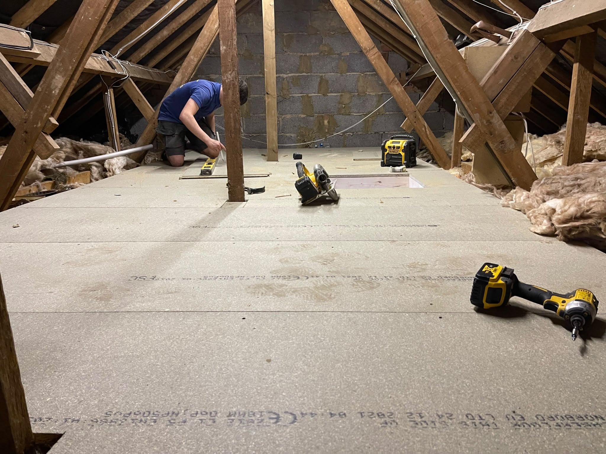 Quick Fit Lofts raised boarding installation in progress